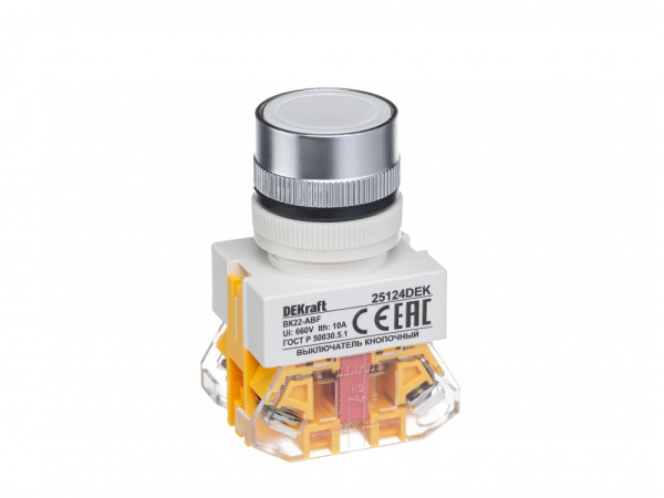 Dekraft Выключатель кноп. с фикс. ABF D22 бел. 220В ВK-22