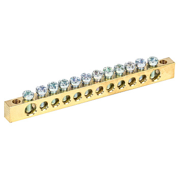 Шина PEN «земля-ноль» 6х9 мм 12/2 (12 групп/крепеж по краям) Rexant 11-2368