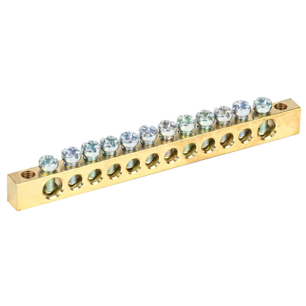 Шина PEN «земля-ноль» 6х9 мм 12/2 (12 групп/крепеж по краям) Rexant 11-2368