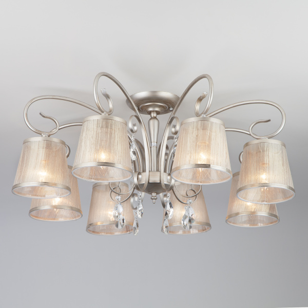 Eurosvet Потолочная люстра с абажурами 60065/8 серебро 00000082055