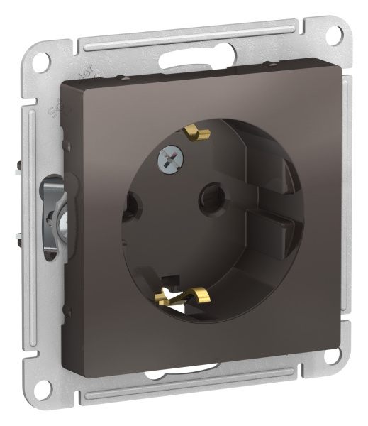 Купить Systeme Electric AtlasDesign Мокко Розетка с/з со шторками, 16А, механизм