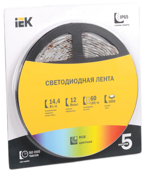 IEK Лента LED 5м блистер LSR-5050RGB60-14,4-IP65-12V
