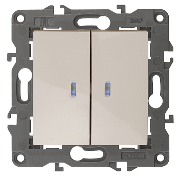 ЭРА 14-1105-02 Elegance Сл.кость Выключатель 2-кл с подсветкой