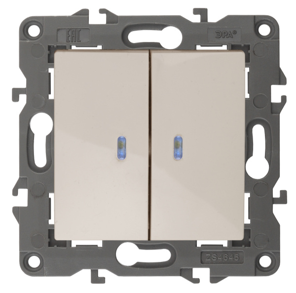 ЭРА 14-1105-02 Elegance Сл.кость Выключатель 2-кл с подсветкой