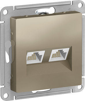 Systeme Electric AtlasDesign Шампань Розетка двойная компьютерная RJ45+RJ45, кат.5E, механизм