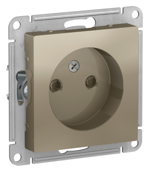 Купить Systeme Electric AtlasDesign Шампань Розетка б/з со шторками, 16А, механизм