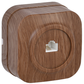 IEK GLORY РТ20-ХД Розет. 1-ая телеф. о/у GLORY дуб