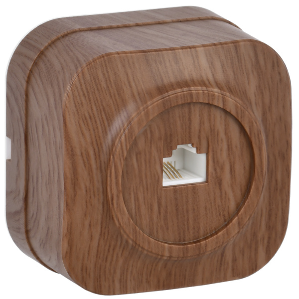 IEK GLORY РТ20-ХД Розет. 1-ая телеф. о/у GLORY дуб