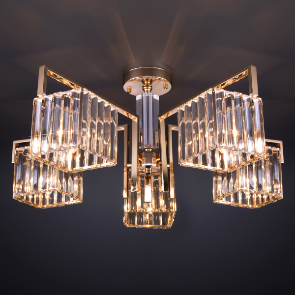 Купить Eurosvet 10126/5 Светильник потолочный золото/прозрачный хрусталь Strotskis a054448