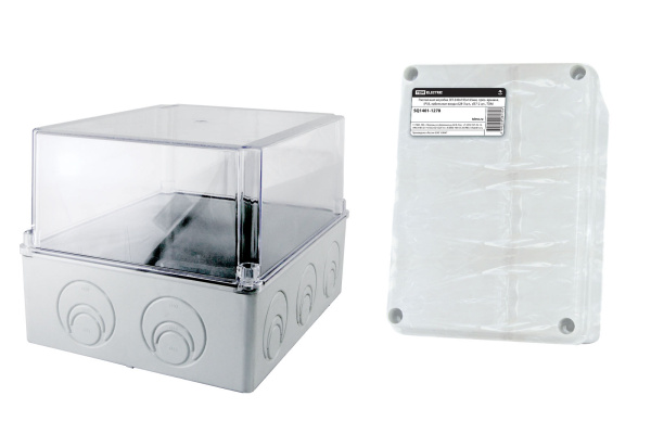 TDM Распаячная коробка ОП 240х195х165мм, проз. крышка, IP55, кабельные ввода d28-3 шт., d37-2 шт., SQ1401-1278