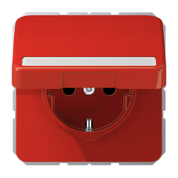 JUNG Штепсельная розетка SCHUKO 16A 250V~ с полем для надписи и крышкой, красная CD1520BFNAKLRT