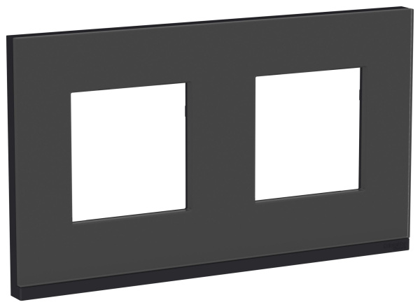 Купить SE Unica Pure Черное стекло/Антрацит Рамка 2-ная горизонтальная NU600486