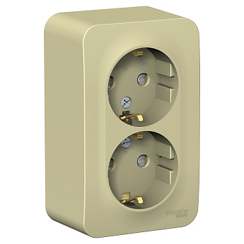 Systeme Electric Blanca наруж Беж Розетка 2-ая с/з со шторками, изолир. пластина 16А, 250В