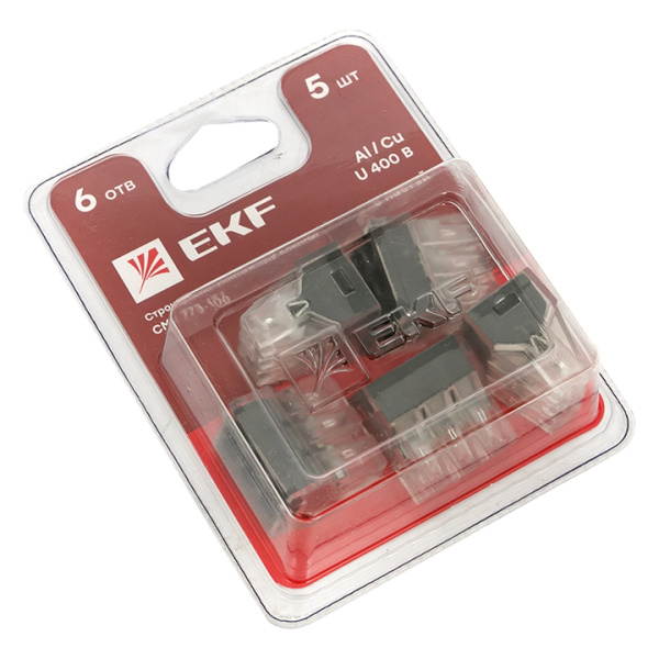 Купить Строительно-монтажная клемма СМК 773-106 6 отверстий 1,0-2,5мм2 блистер (5шт.) EKF PROxima