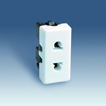 Simon 27 Мех Белая Розетка без заземления 2P, евро-американский стандарт, узкая, 16А 250В 27438-34