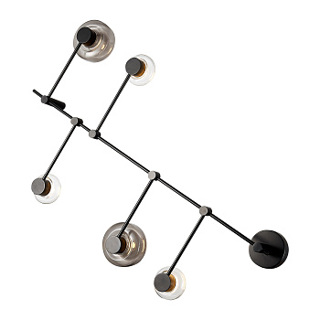 ST LUCE  SL6005.401.05 Светильник настенно-потолочный Черный/Дымчатый, Прозрачный LED 5*3W