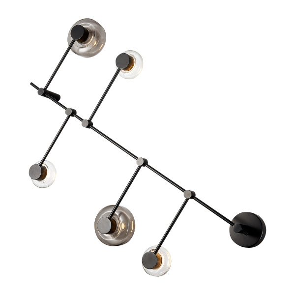 ST LUCE  SL6005.401.05 Светильник настенно-потолочный Черный/Дымчатый, Прозрачный LED 5*3W