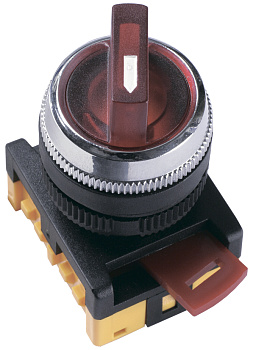 IEK Переключатель АNСLR-22-3 на 3 фикс.полож.красный неон/240В I-O 1з+1р
