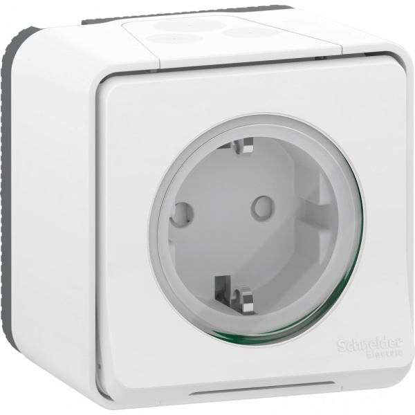 SE Mureva Styl наруж Бел Розетка с/з и шторками IP55 MUR39034