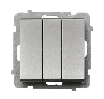 Ospel Sonata Серебро матовое Выключатель 3-клавишный , без рамки ŁP-13R/m/38