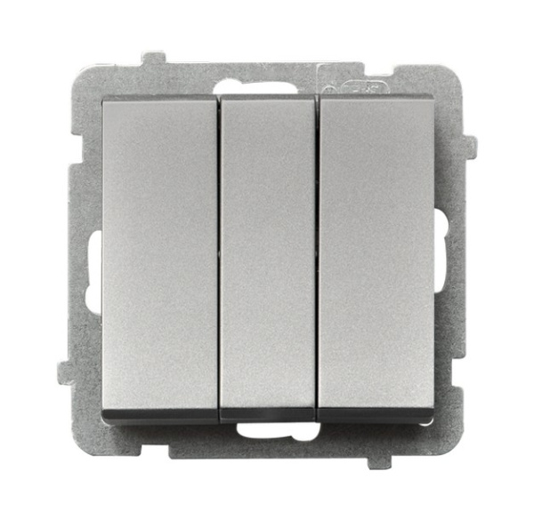 Ospel Sonata Серебро матовое Выключатель 3-клавишный , без рамки ŁP-13R/m/38