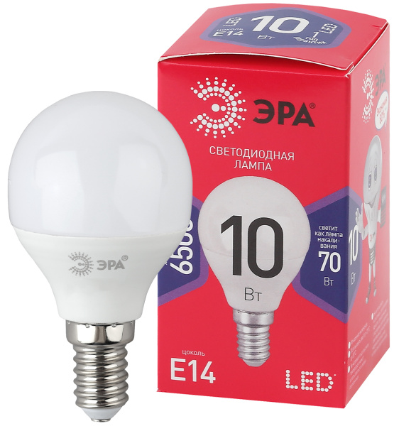 ЭРА LED P45-10W-865-E14 R (диод, шар, 10Вт, хол, E14)