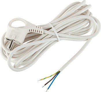 ЭРА Шнур сетевой с вилкой UX-3x0,75-5m-W с заземлением 5м ПВС 3x0,75мм2 белый