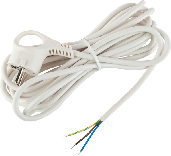 ЭРА Шнур сетевой с вилкой UX-3x0,75-5m-W с заземлением 5м ПВС 3x0,75мм2 белый