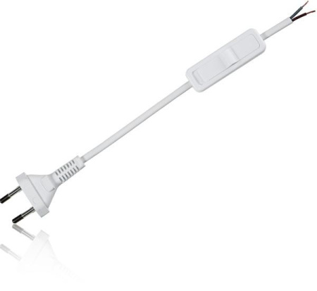 Zamel Шнур плоский 2х0,5мм2 с выключателем и вилкой; белый; 1,9 метра SP/W1,9(2х0,5)BIA