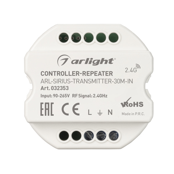 Купить Arlight Контроллер-усилитель ARL-SIRIUS-TRANSMITTER-30M-IN (230V, 2.4G) (IP20 Пластик, 3 года) 032353