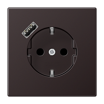 JUNG Розетка SCHUKO® с USB-зарядным устройством, тип А термопласт дарк AL1520-18AD-L