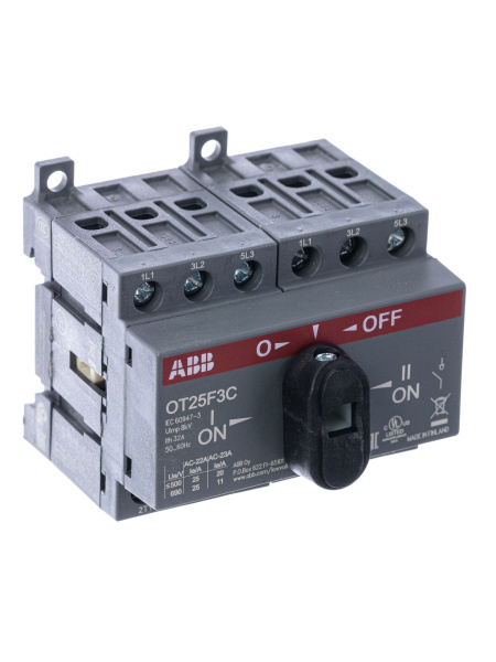 Купить ABB OT25F3С Выключатель-разъединитель реверсивный 3Р 25А с ручкой управления 1SCA104863R1001