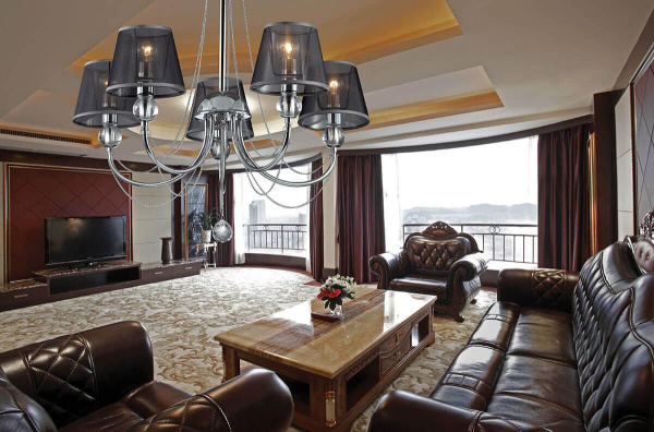 Купить Lumion 3228/5 LN16 032 Люстра Е14 5*40W 220V ASANTA хром/ткань/цепи/хрусталь