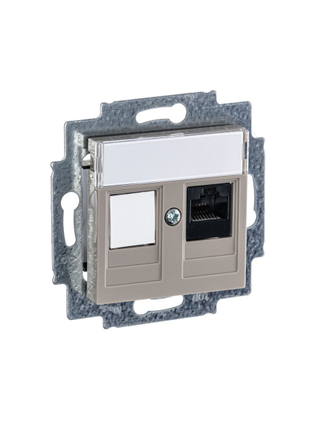 Купить ABB EPJ Levit кофе макиато / белый Розетка компьютерная RJ45 кат,5e+заглуш,, кофе макиато 2CHH295117A6018