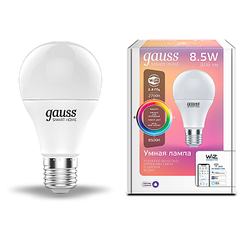 Gauss Лампа Smart Home A60 8,5W 806lm 2700-6500К E27 RGBW+изм.цвет.темп.+диммирование LED 1170112