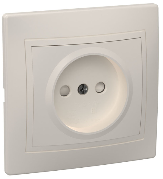 IEK KVARTA РСш10-2-ККм Розетка 1местн. без з/к с защ.штор. 10А (кремовый)