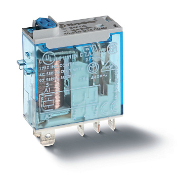 Finder Миниатюрное промышленное электромеханическое реле; монтаж в розетку или наконечники Faston (4.8х0.5мм); 1СO 16A; контакты AgNi; катушка 24В DC; 466190240074