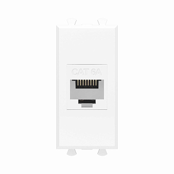 DKC Компьютерная розетка RJ-45 без шторки модульная , кат.6А, "Avanti", "Белое облако", 1 модуль