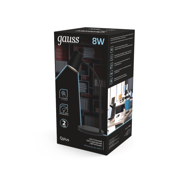 Купить Gauss Светильник настольный Qplus модель GTL603 8W 600lm 4000K 170-265V черный диммируемый LED 1/8 GT6032