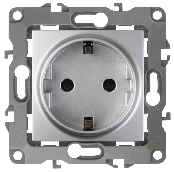 ЭРА 12-2101-03 Розетка 2P+E Schuko, 16A-250В, IP20, 12, Алюминий