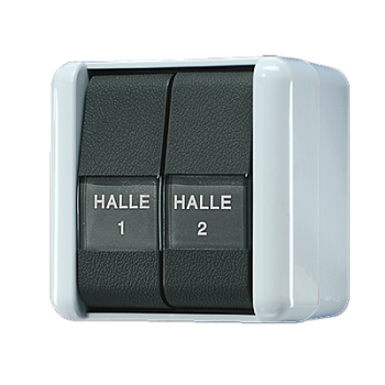 JUNG Выключатель для накладного монтажа сдвоенный с полем для надписи IP44 805NAW