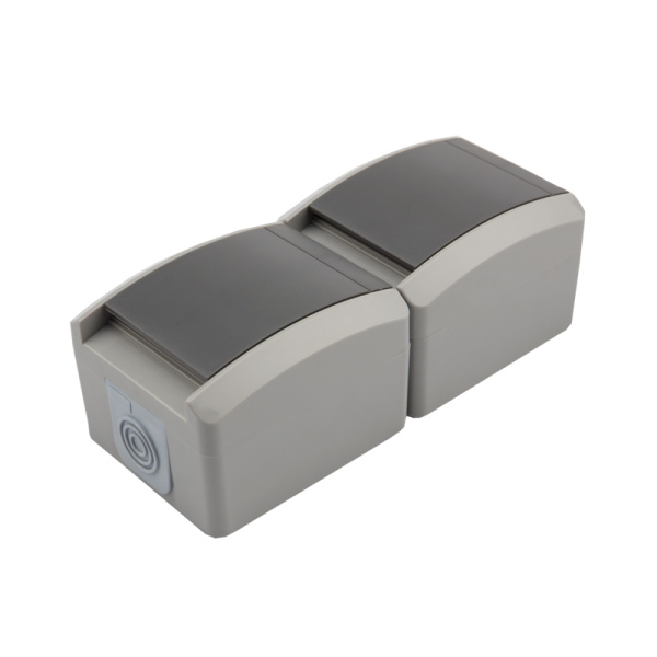 Kranz Блок вертикальный 2 розетки (керамика) INDUSTRIAL IP54 с заземлением, о/у, серый KR-78-0616