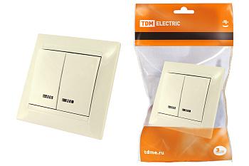 TDM Выключатель 2 кл. с подсветкой 10А сл. кость "Лама" SQ1815-0105