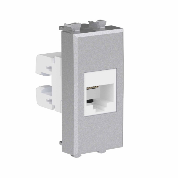 Купить DKC Телефонная розетка RJ-12 без шторки модульная, "Avanti", "Закаленная сталь", 1 модуль