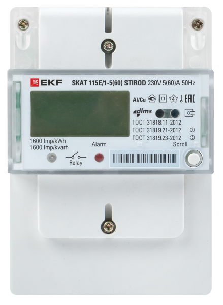 EKF PROxima Счетчик электрической энергии однофазный многотарифный SKAT 115E/1-5(60) STIROD (встроенное реле) 2т МСК+0
