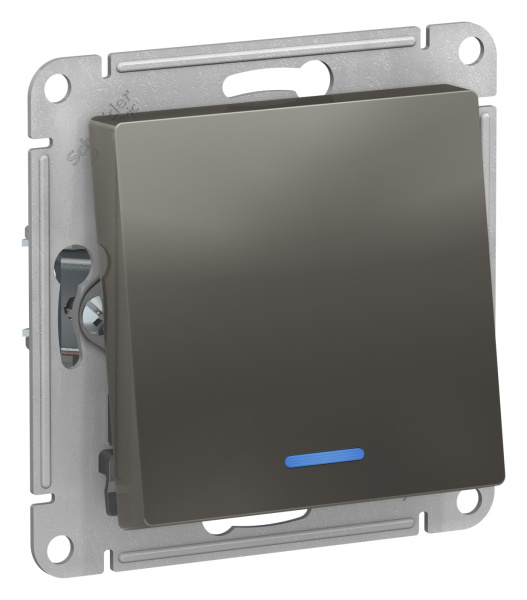 Купить Systeme Electric AtlasDesign Сталь Переключатель 1-клавишный с подсветкой, сх.6а, 10АХ, механизм