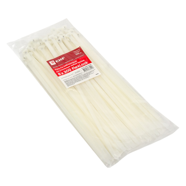 Купить EKF PROxima Хомут нейлоновый со стальным зубом (б), 8x300 (100шт)