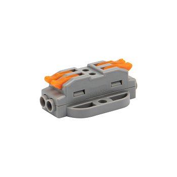 Клемма СМК проходная 2 полюса, с монтажной площадкой (0,08-4 мм²), серая (блистер 5 шт./уп.) Rexant 07-6262-5