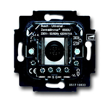 ABB BJE Мех Светорегулятор клавишный нажимной универсальный 420W/VA (л/н+эл тр-р или л/н+обм тр-р) 2CKA006590A0171