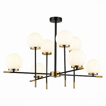 ST LUCE SL1203.412.08 Люстра потолочная Черный, Латунь/Белый E27 8*60W